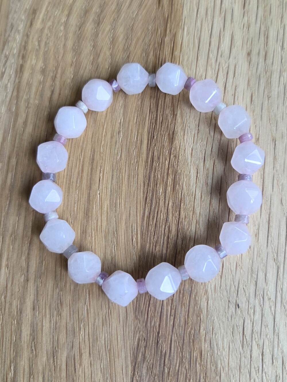 Rose Quartz Beaded Stretch Bracelet | Handmade